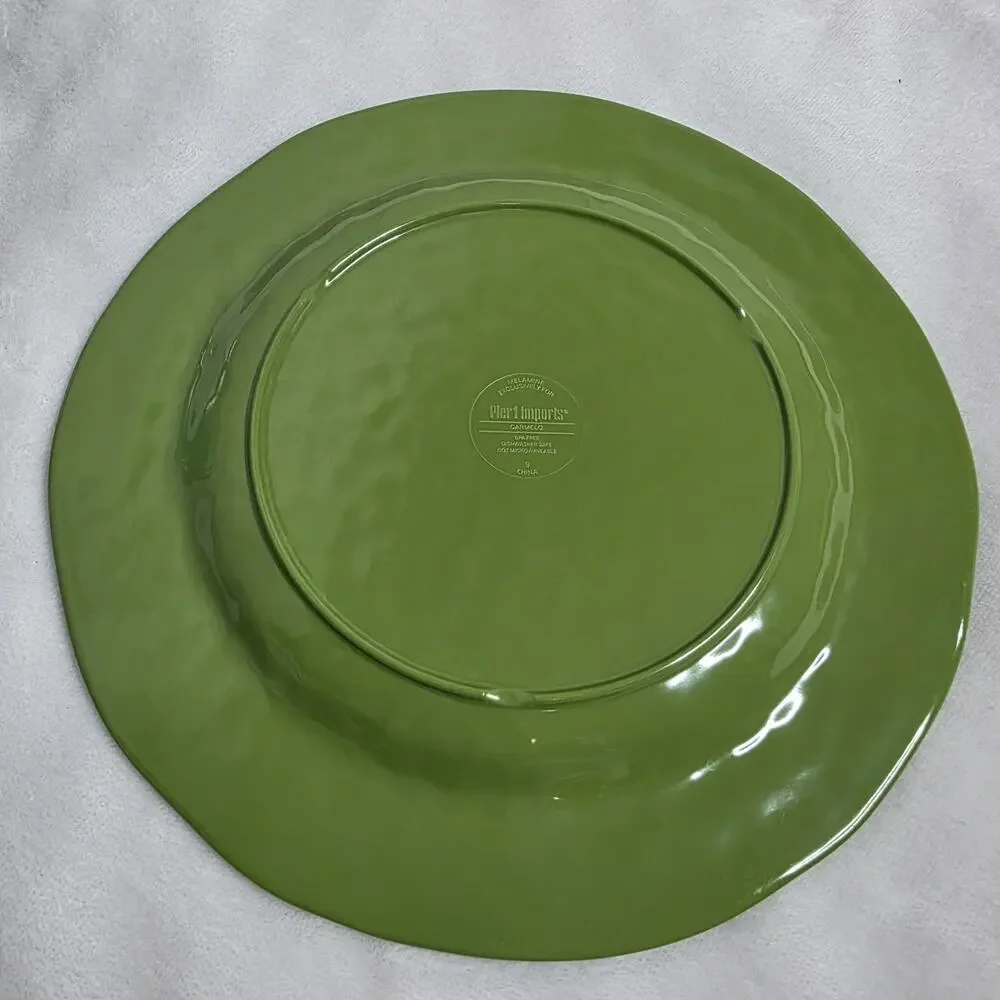 Pier 1 Carmelo Melamine Plates Set of 2 (Teal & Green) Rustic Crackle 11